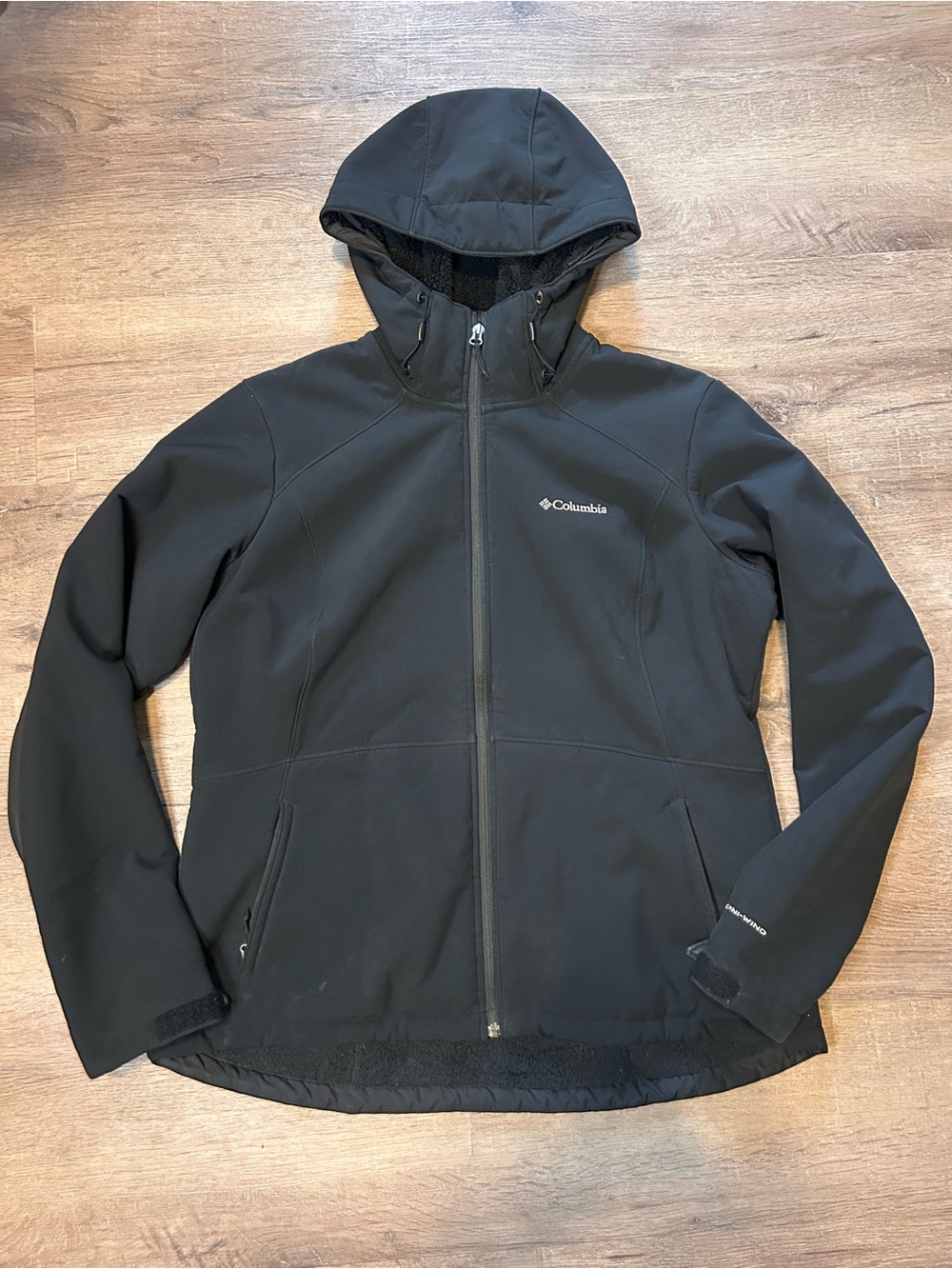 Columbia Jacket Womens XL Black Hooded Full Zip Fleece Lined Softshell - Picture 2 of 8
